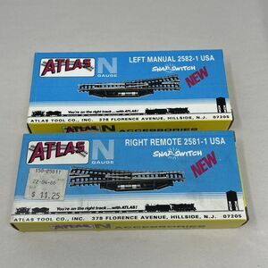 Atlas N Scale Trains Right & Left Manual Switches 2583 & 2582 Lot of 2 Vintage